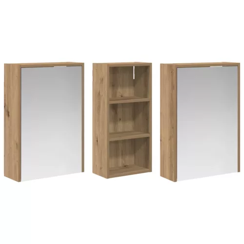  Fürdőszobai Szekrény Szett 3 pcs 116 x 16 x 62,5 cm Faanyag