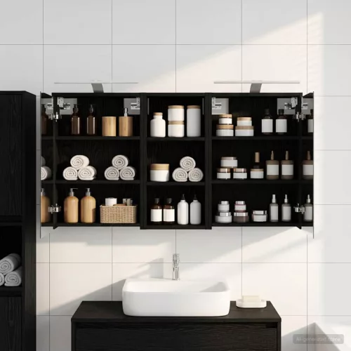  Fürdőszobai Szekrény Szett 3 pcs 116 x 16 x 62,5 cm Faanyag