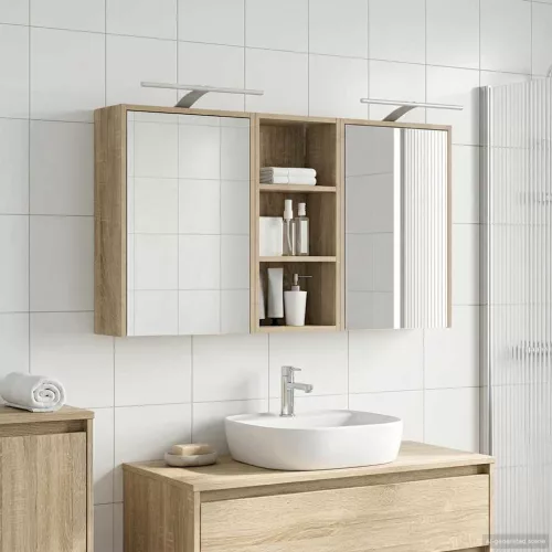  Fürdőszobai Szekrény Szett 3 pcs 116 x 16 x 62,5 cm Faanyag