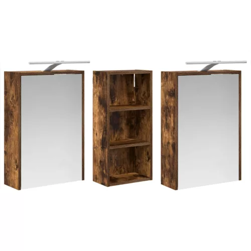  Fürdőszobai Szekrény Szett 3 pcs 116 x 16 x 62,5 cm Faanyag