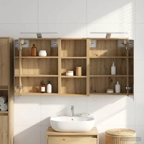  Fürdőszobai Szekrény Szett 3 pcs 116 x 16 x 62,5 cm Faanyag