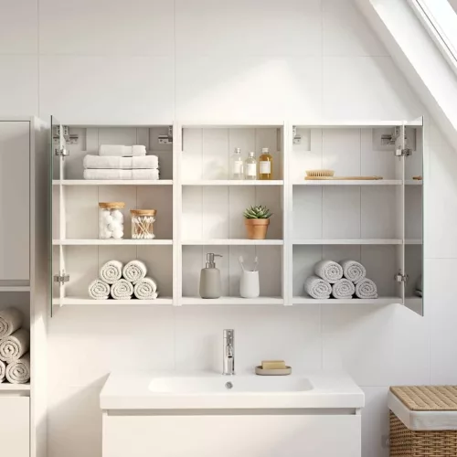  Fürdőszobai Szekrény Szett 3 pcs 126 x 16 x 62.5 cm Faanyag