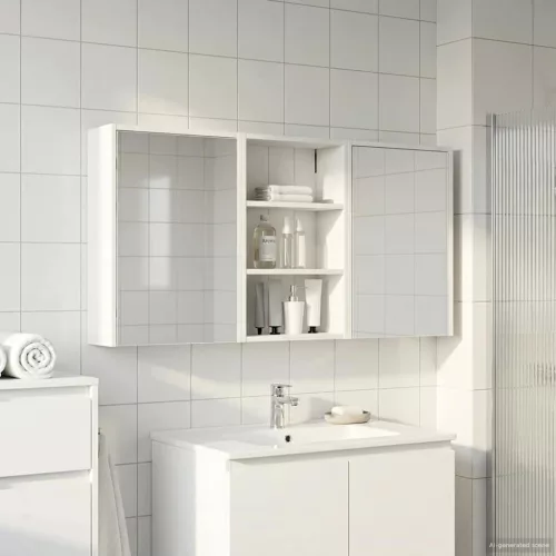  Fürdőszobai Szekrény Szett 3 pcs 126 x 16 x 62.5 cm Faanyag