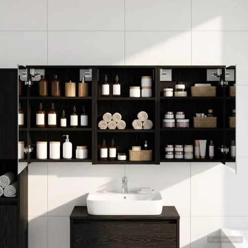  Fürdőszobai Szekrény Szett 3 pcs 126 x 16 x 62.5 cm Faanyag