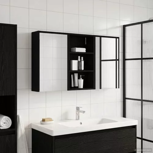  Fürdőszobai Szekrény Szett 3 pcs 126 x 16 x 62.5 cm Faanyag