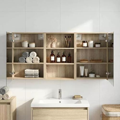  Fürdőszobai Szekrény Szett 3 pcs 126 x 16 x 62.5 cm Faanyag