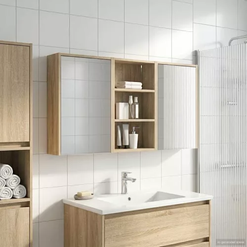  Fürdőszobai Szekrény Szett 3 pcs 126 x 16 x 62.5 cm Faanyag