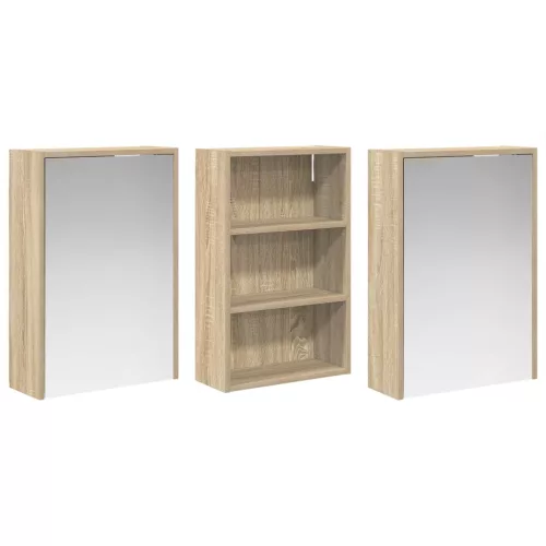  Fürdőszobai Szekrény Szett 3 pcs 126 x 16 x 62.5 cm Faanyag