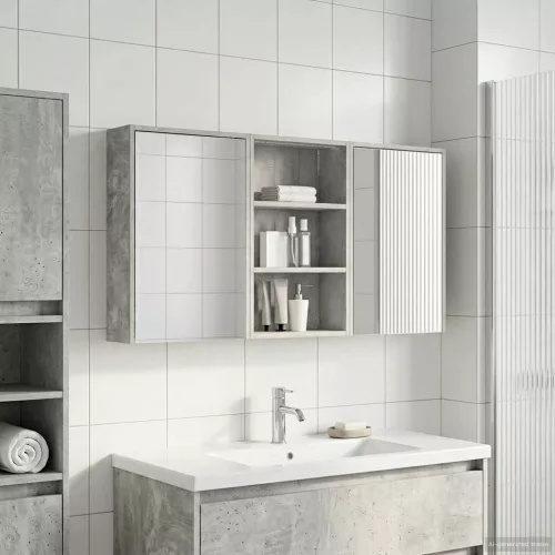  Fürdőszobai Szekrény Szett 3 pcs 126 x 16 x 62.5 cm Faanyag