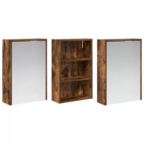  Fürdőszobai Szekrény Szett 3 pcs 126 x 16 x 62.5 cm Faanyag