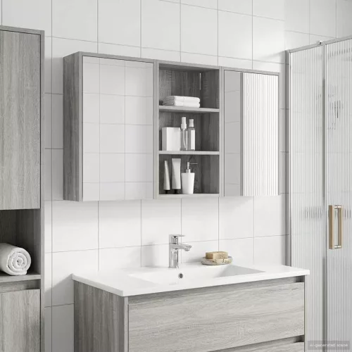  Fürdőszobai Szekrény Szett 3 pcs 126 x 16 x 62.5 cm Faanyag