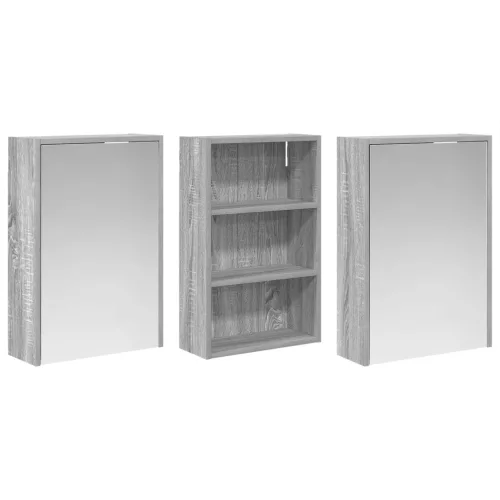  Fürdőszobai Szekrény Szett 3 pcs 126 x 16 x 62.5 cm Faanyag