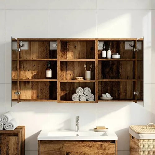  Fürdőszobai Szekrény Szett 3 pcs 126 x 16 x 62.5 cm Faanyag