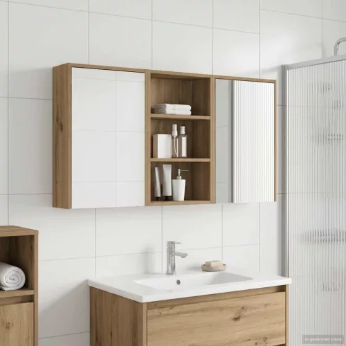  Fürdőszobai Szekrény Szett 3 pcs 126 x 16 x 62.5 cm Faanyag