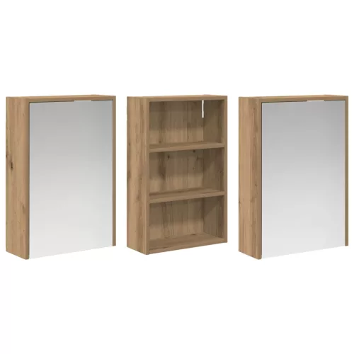  Fürdőszobai Szekrény Szett 3 pcs 126 x 16 x 62.5 cm Faanyag