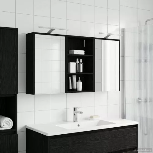  Fürdőszobai Szekrény Szett 3 pcs 126 x 16 x 62.5 cm Faanyag