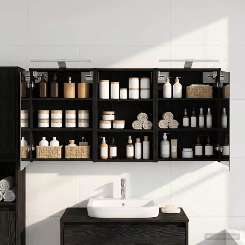  Fürdőszobai Szekrény Szett 3 pcs 126 x 16 x 62.5 cm Faanyag