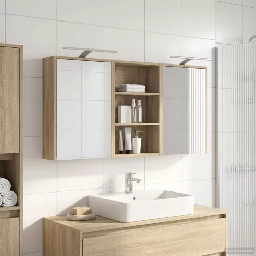  Fürdőszobai Szekrény Szett 3 pcs 126 x 16 x 62.5 cm Faanyag