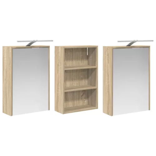  Fürdőszobai Szekrény Szett 3 pcs 126 x 16 x 62.5 cm Faanyag