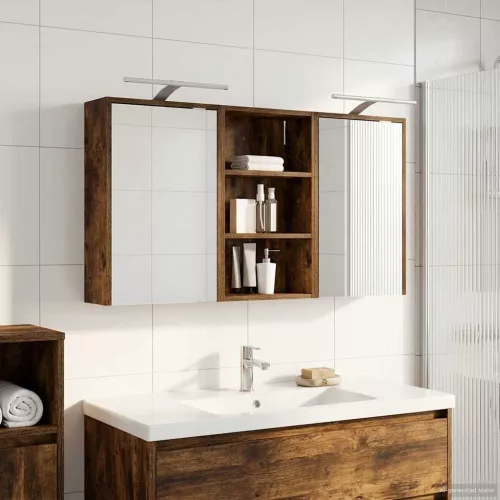  Fürdőszobai Szekrény Szett 3 pcs 126 x 16 x 62.5 cm Faanyag