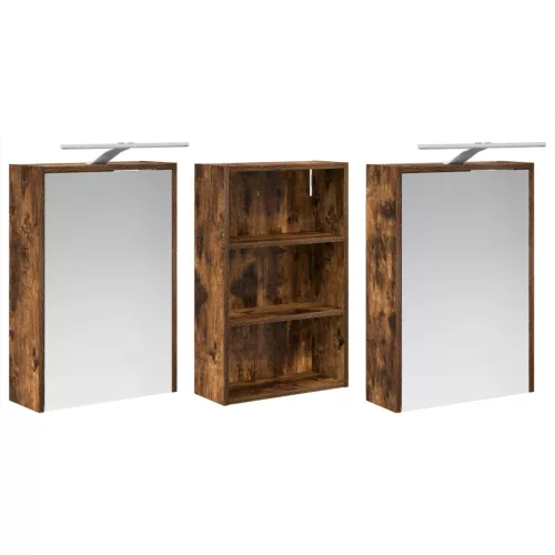  Fürdőszobai Szekrény Szett 3 pcs 126 x 16 x 62.5 cm Faanyag