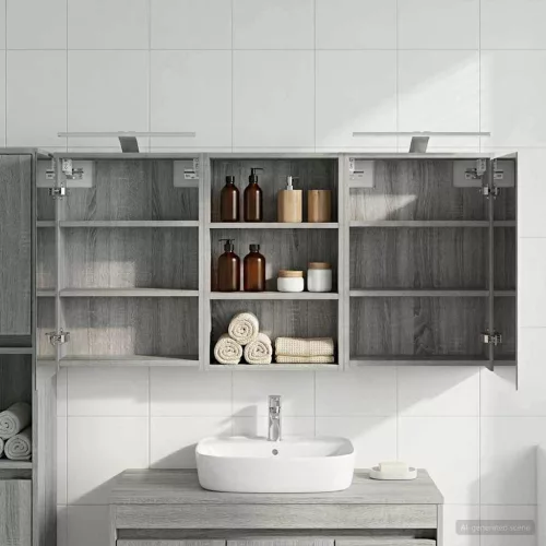  Fürdőszobai Szekrény Szett 3 pcs 126 x 16 x 62.5 cm Faanyag