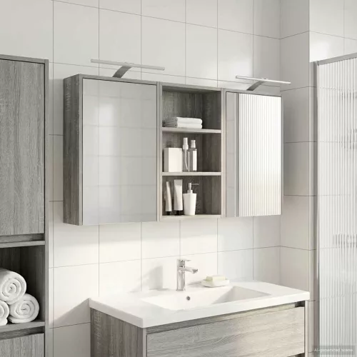  Fürdőszobai Szekrény Szett 3 pcs 126 x 16 x 62.5 cm Faanyag