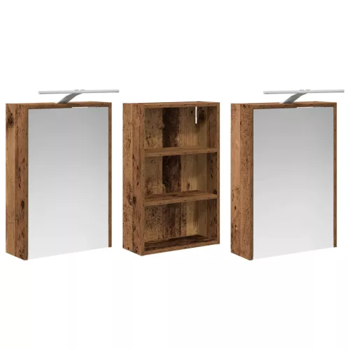  Fürdőszobai Szekrény Szett 3 pcs 126 x 16 x 62.5 cm Faanyag