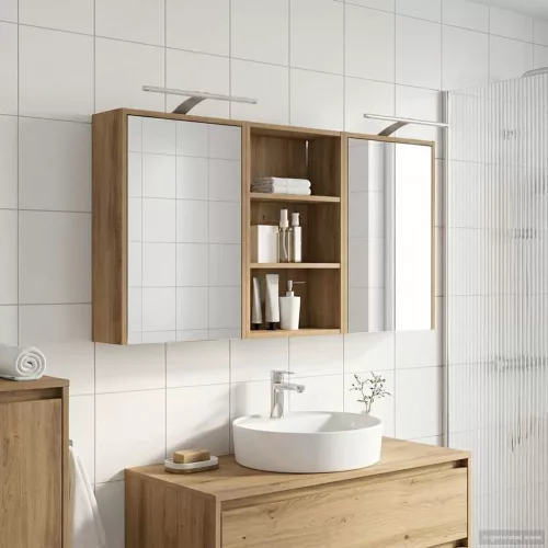  Fürdőszobai Szekrény Szett 3 pcs 126 x 16 x 62.5 cm Faanyag