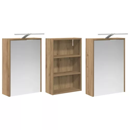  Fürdőszobai Szekrény Szett 3 pcs 126 x 16 x 62.5 cm Faanyag
