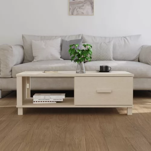  HAMAR mézbarna tömör fenyőfa dohányzóasztal 100 x 55 x 35 cm