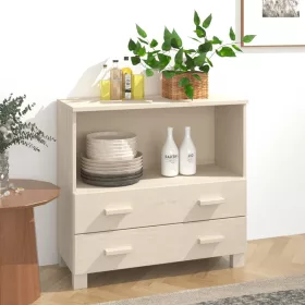    HAMAR mézbarna tömör fenyőfa tálalószekrény 85 x 35 x 80 cm