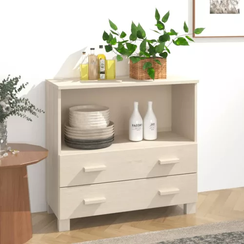  HAMAR mézbarna tömör fenyőfa tálalószekrény 85 x 35 x 80 cm