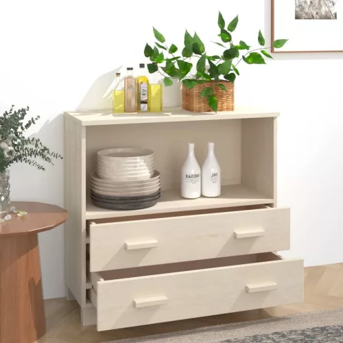  HAMAR mézbarna tömör fenyőfa tálalószekrény 85 x 35 x 80 cm
