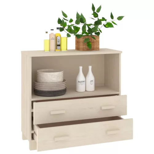  HAMAR mézbarna tömör fenyőfa tálalószekrény 85 x 35 x 80 cm