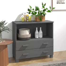    HAMAR sötétszürke tömör fenyőfa tálalószekrény 85 x 35 x 80 cm