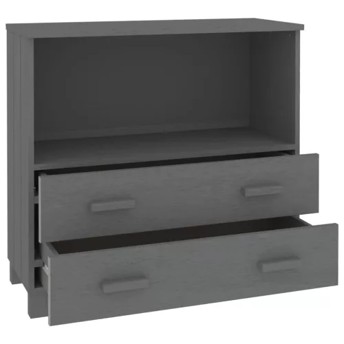  HAMAR sötétszürke tömör fenyőfa tálalószekrény 85 x 35 x 80 cm