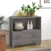  HAMAR világosszürke tömör fenyőfa tálalószekrény 85x35x80 cm