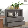  HAMAR világosszürke tömör fenyőfa tálalószekrény 85x35x80 cm
