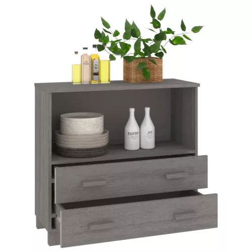  HAMAR világosszürke tömör fenyőfa tálalószekrény 85x35x80 cm