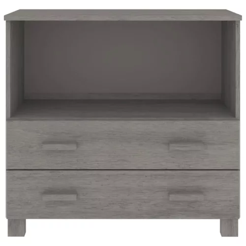  HAMAR világosszürke tömör fenyőfa tálalószekrény 85x35x80 cm