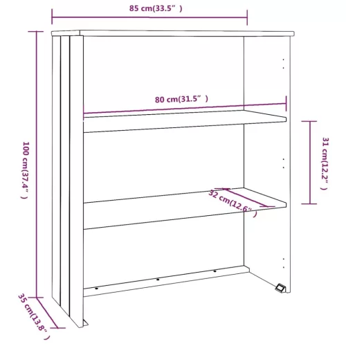  HAMAR mézbarna tömör fenyőfa felső szekrény 85 x 35 x 100 cm