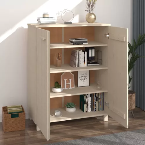  HAMAR mézbarna tömör fenyőfa cipőszekrény 85 x 40 x 108 cm