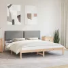  Ágykeret Kárpitozott Fejtámlával Világosszürke 200 x 200 cm