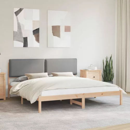  Ágykeret Kárpitozott Fejtámlával Világosszürke 200 x 200 cm