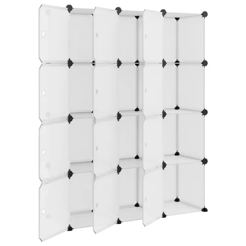  átlátszó polipropilén tárolókocka 12 db kockával és ajtókkal