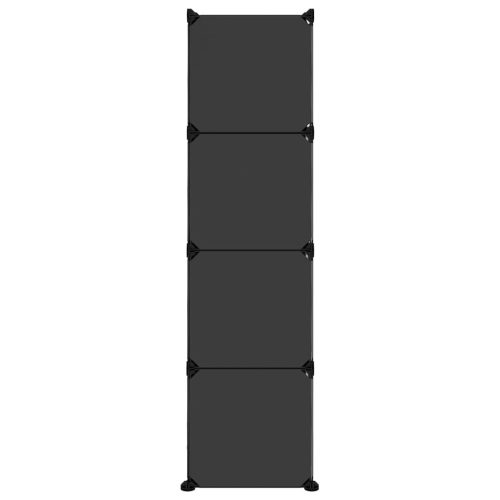  fekete polipropilén tárolókocka 12 db kockával és ajtókkal