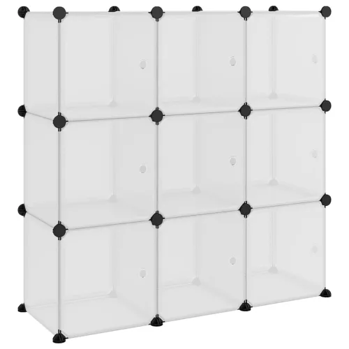  átlátszó polipropilén tárolókocka 9 db kockával és ajtókkal