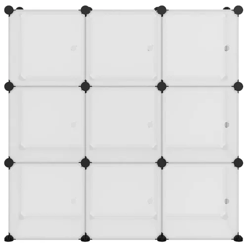  átlátszó polipropilén tárolókocka 9 db kockával és ajtókkal