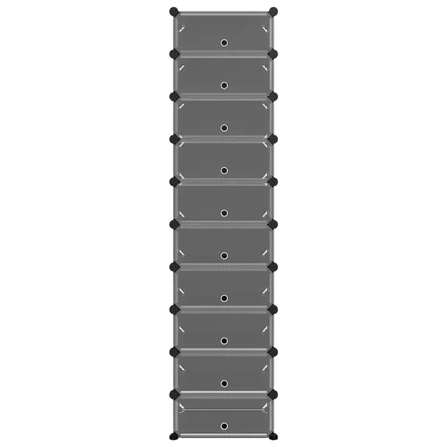  fekete polipropilén cipőtartó 44 x 32 x 174 cm